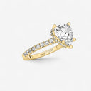 Heart Hidden Halo Side Stone Engagement Ring