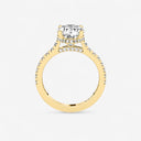 Oval Hidden Halo Side Stone Engagement Ring