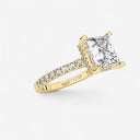 Princess Hidden Halo Side Stone Engagement Ring