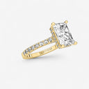 Radiant Hidden Halo Side Stone Engagement Ring