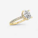 Round Hidden Halo Side Stone Engagement Ring