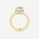 Round Hidden Halo Side Stone Engagement Ring