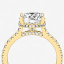 Round Hidden Halo Side Stone Engagement Ring