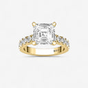 Asscher Split Prong Side Stone Engagement Ring