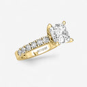 Asscher Split Prong Side Stone Engagement Ring