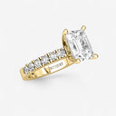 Emerald Split Prong Side Stone Engagement Ring
