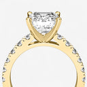 Emerald Split Prong Side Stone Engagement Ring