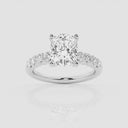 Elongated Cushion Graduated Side Stone Stone Engagement Ring