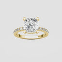 Cushion Hidden Halo Pave Engagement Ring