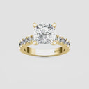 Cushion Split Prong Side Stone Engagement Ring