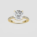 Round Hidden Halo Side Stone Engagement Ring