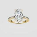 Oval Hidden Halo Side Stone Engagement Ring