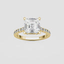 Asscher Hidden Halo Side Stone Engagement Ring