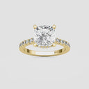 Cushion Hidden Halo Side Stone Engagement Ring