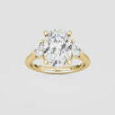 Oval with Half Moon Side Stones Engagement Ring