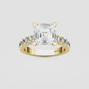 Asscher Split Prong Side Stone Engagement Ring