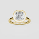 Cushion Bezel Set Solitaire Engagement Ring