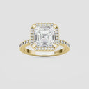Asscher Halo Pave Engagement Ring