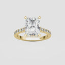 Radiant Hidden Halo Side Stone Engagement Ring